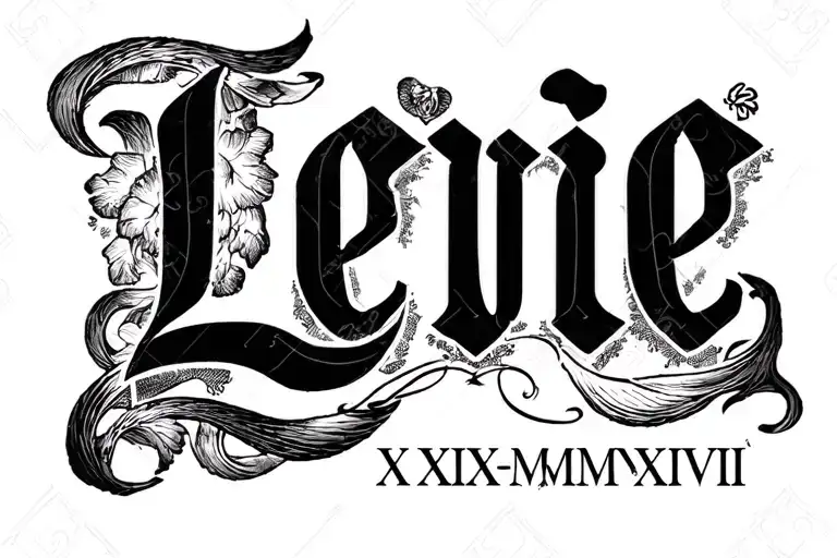 "Levie XII-XX-MMXVIII" name tattoo tattoo design idea