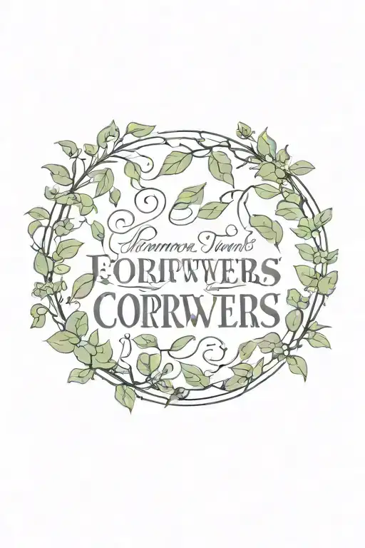 apron surrounded by snap pea vines and the names of coworkers tattoo design idea