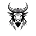 Viking inspired bull tattoo design idea