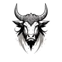 Viking inspired bull tattoo design idea