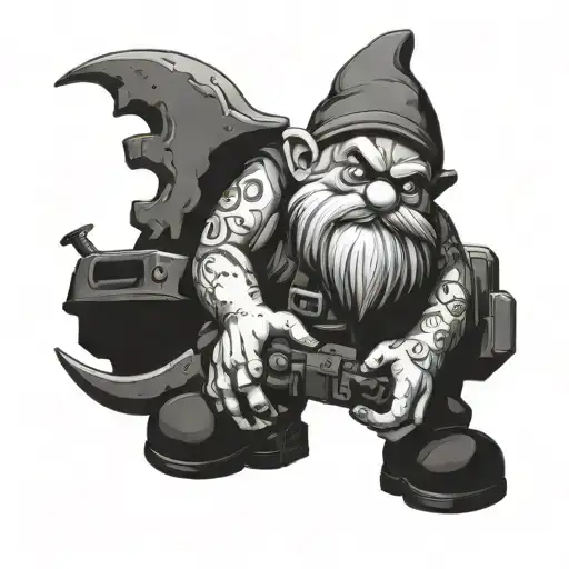 gnome playing video games tattoo design idea