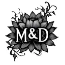 "M & D" Lotus flower and vines wrapped tattoo design idea