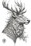 powerfull warrior stag head profil tattoo design idea