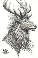 powerfull warrior stag head profil tattoo design idea