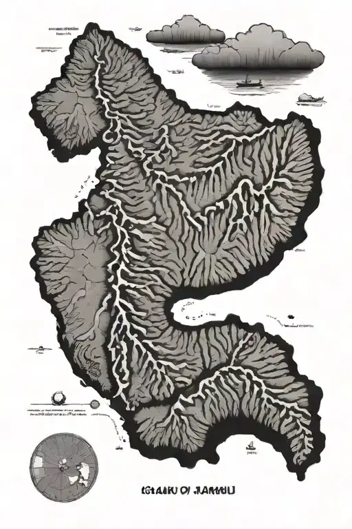 island of O'ahu with topography tattoo design idea