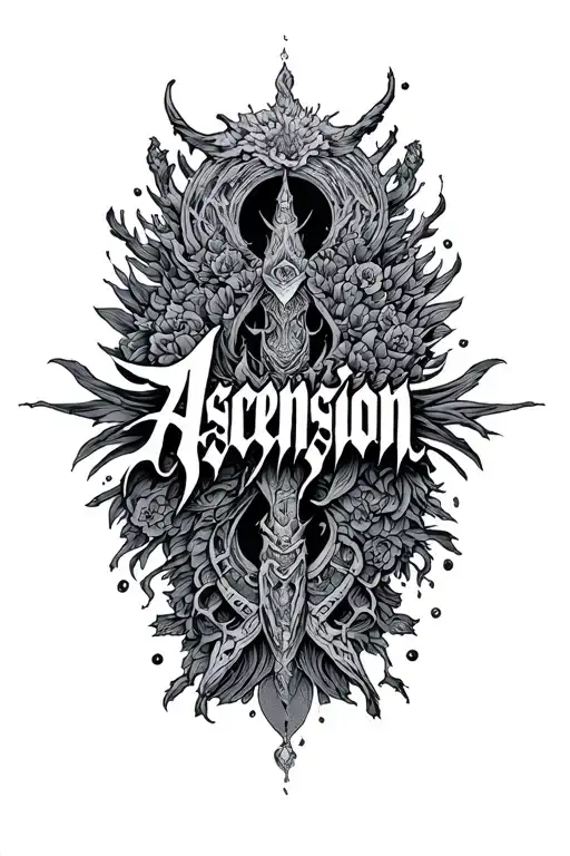 "Ascension" calligraphy style tattoo design idea