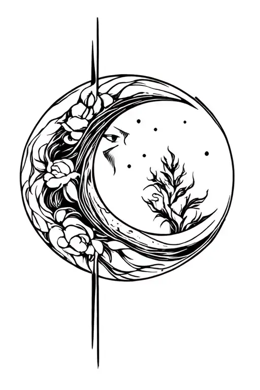 A goddess of the dark sign of Virgo, moon tattoo design idea