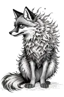 Angry fire fox tattoo design idea