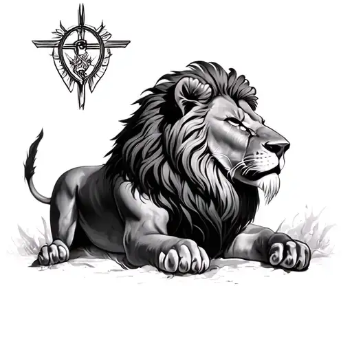 God And Lion tattoo design idea