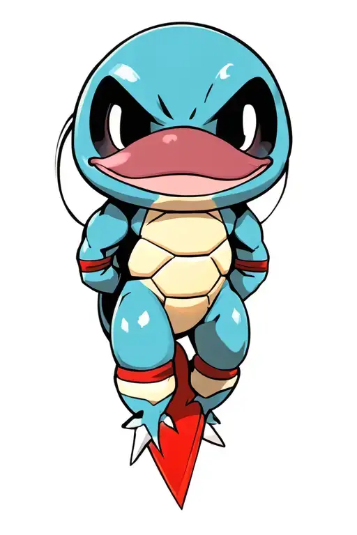 squirtle with muscles flexing tattoo design idea
