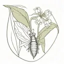 cicada shell empty with lily of the valley intertwined tattoo design idea