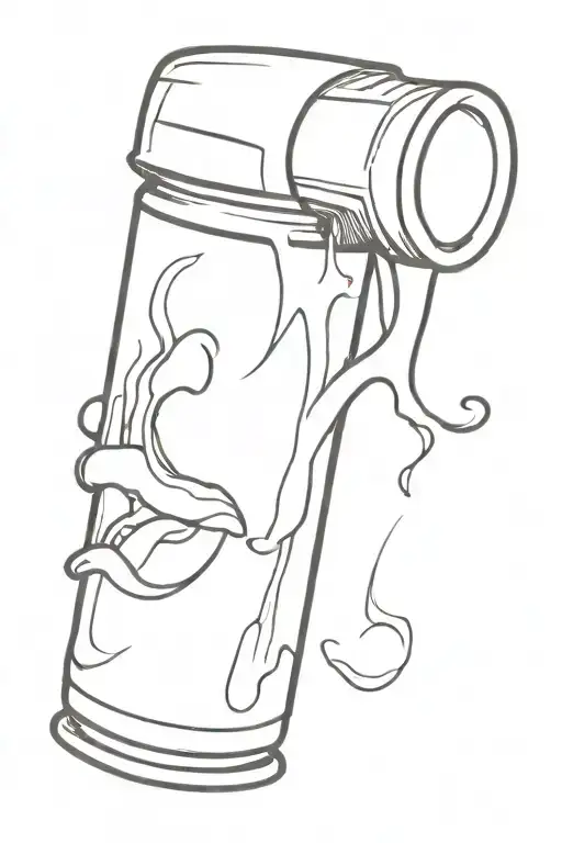 a can of gasoline spills on the tongue tattoo design idea