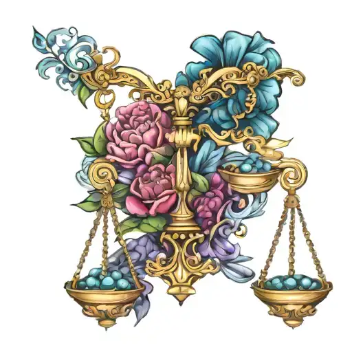 libra scales with gemini twins tattoo design idea