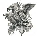 eagle phoenix and wolf howling tattoo design idea