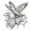 eagle phoenix and wolf howling tattoo design idea
