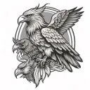 eagle phoenix and wolf howling tattoo design idea