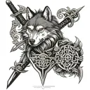 wolf tattoo samurai sword and shield tattoo design idea