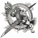 wolf tattoo samurai sword and shield tattoo design idea