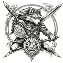 wolf tattoo samurai sword and shield tattoo design idea