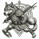wolf tattoo samurai sword and shield tattoo design idea