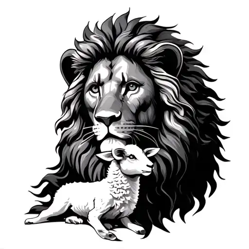 Lion And Lamb Jesus' tattoo design idea