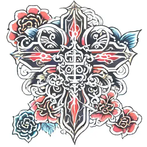 Japanese cross tattoo tattoo design idea