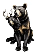 Buck and Bear sitting tattoo design idea