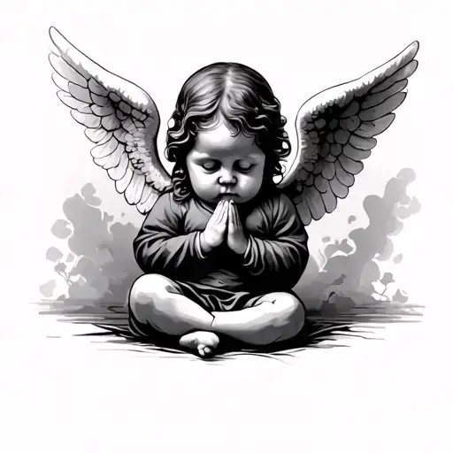 Baby Angel Praying tattoo design idea