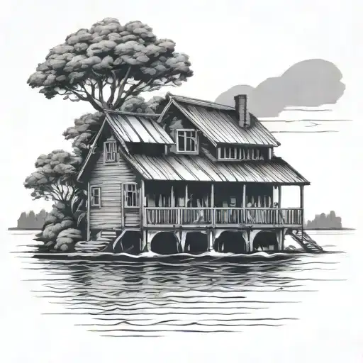 boat house row tattoo design idea