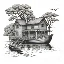 boat house row tattoo design idea