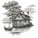boat house row tattoo design idea