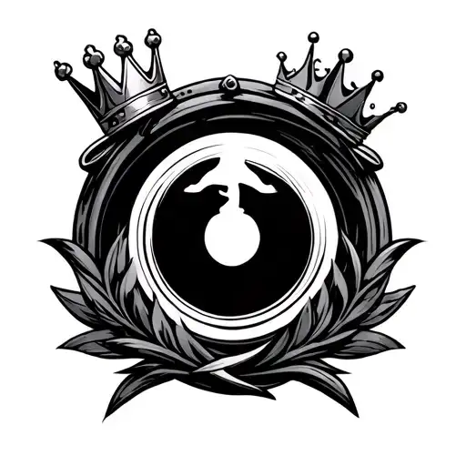 A circle next to two straight lines next to a 3 point crown tattoo design idea
