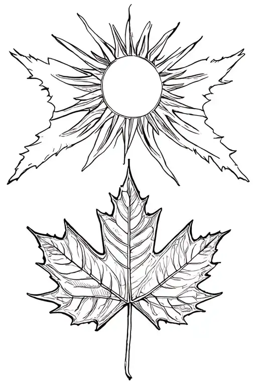 philippines flag's Sun, Vietnam flag's star, canadian flag's maple leaf tattoo design idea