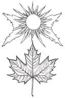 philippines flag's Sun, Vietnam flag's star, canadian flag's maple leaf tattoo design idea