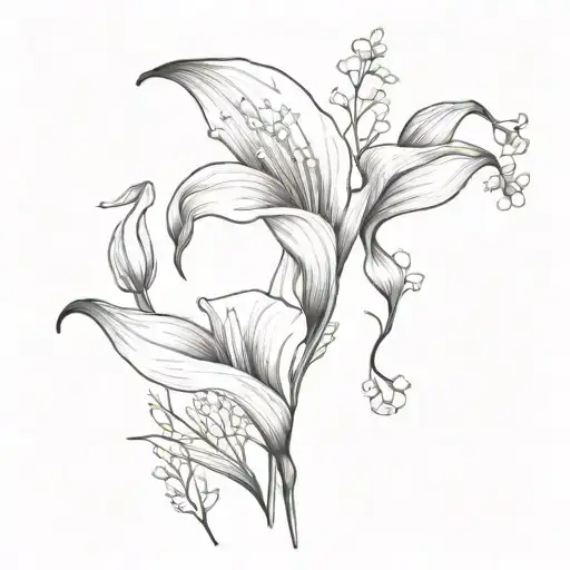 Calla Lily Bird of Paradise and Baby's breath tattoo design idea