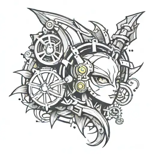 lime anime gear tattoo design idea