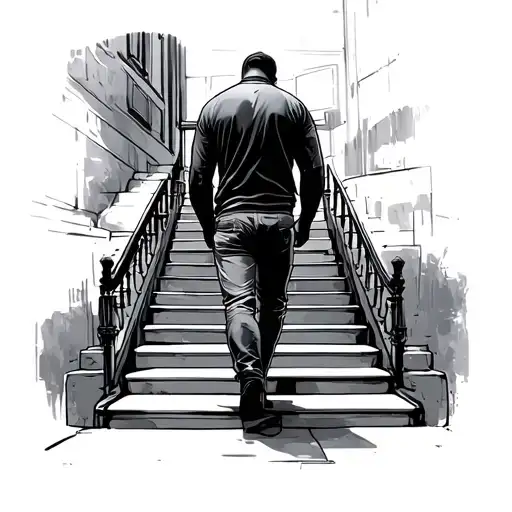 Man Walking Up Stairs tattoo design idea