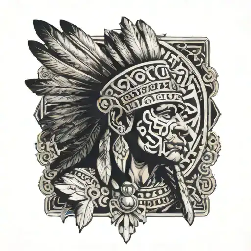 god, life, Aztec indian tattoo design idea