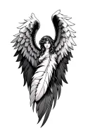 "Joe Anthony Moreno jr" ♾️  feathers with angel wings tattoo design idea