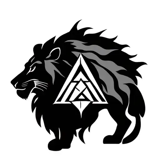 Valknut with a silhouette of a Lion King tattoo design idea