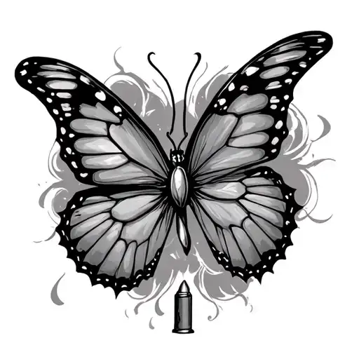 bullet with butterfly wings tattoo design idea