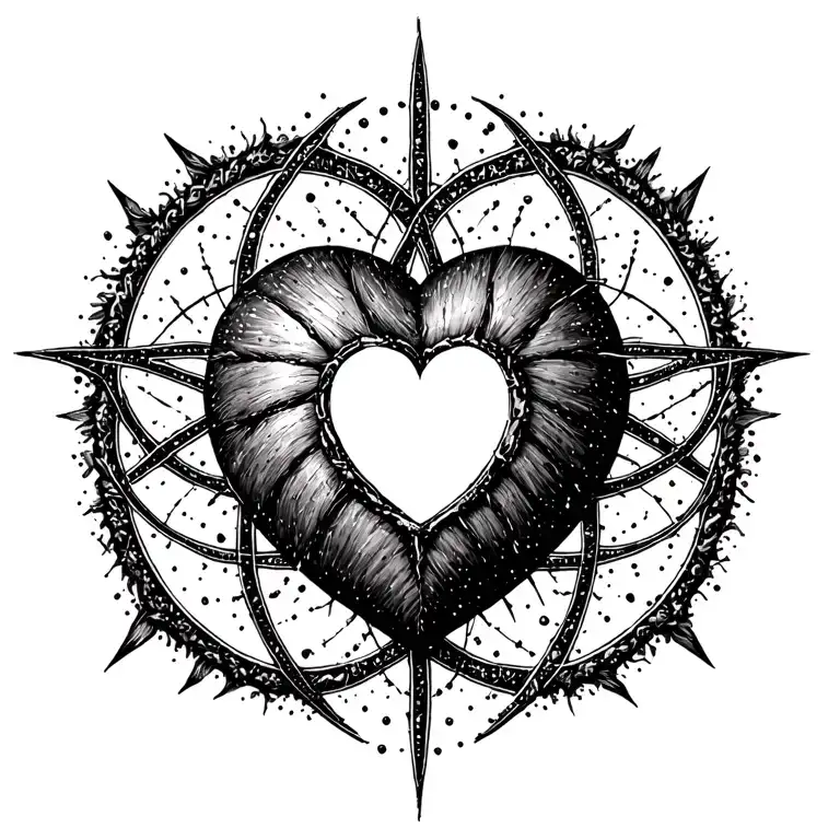 Heartagram cyber sigilism tattoo design idea