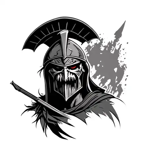 scary spartan warrior tattoo design idea