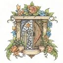 garden gate book tattoo design idea