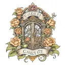 garden gate book tattoo design idea