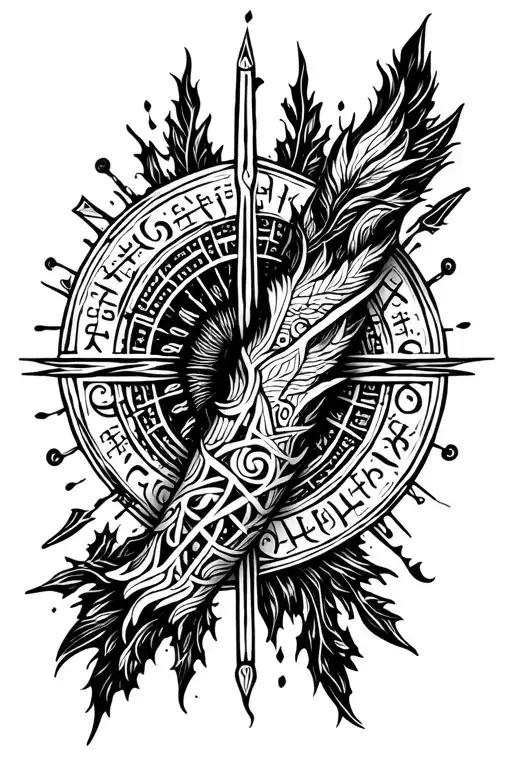 the forearm in runic style tattoo design idea