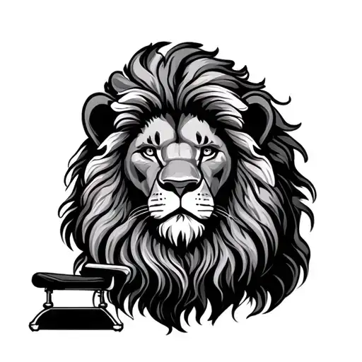 Lion and barber chair tattoo design idea