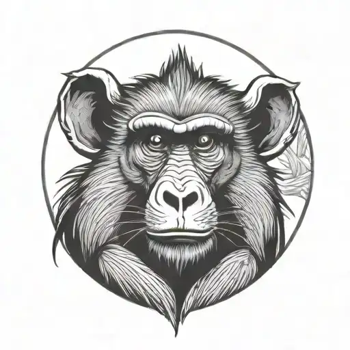 baboon friend meditating tattoo design idea
