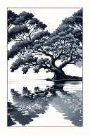 willow tree reflected tattoo design idea