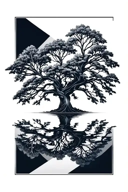 willow tree reflected tattoo design idea